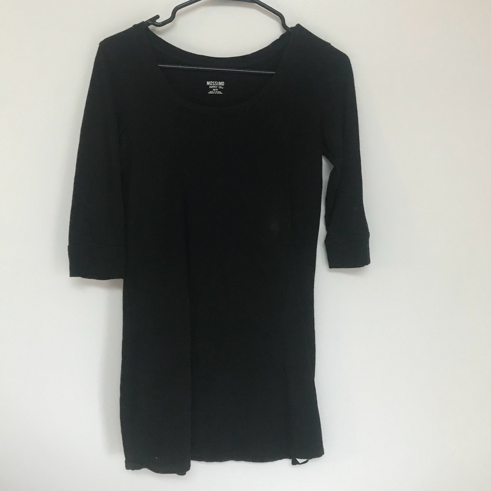 Black, Cotton Dress with 3/4 Length Sleeves